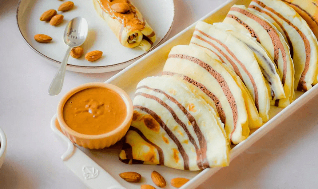 À table avant le ftour : Crêpes tourbillon au chocolat et Amlou, le plaisir en spirale